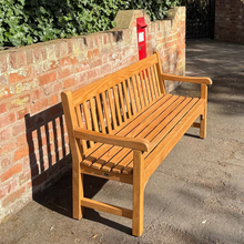 Load image into Gallery viewer, Chester teak memorial bench in a church setting