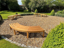 Load image into Gallery viewer, Curved Backless Bench in Teak Wood