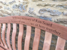 Load image into Gallery viewer, Turnberry Memorial Bench 5ft in Mahogany wood