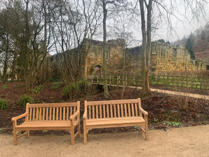 2023-01-28-Rochester bench 5ft in teak wood, Mount Grace Priory