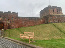 Load image into Gallery viewer, 2023-01-29-Rochester bench 5ft in teak wood, Carlisle Castle
