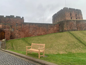 2023-01-29-Rochester bench 5ft in teak wood, Carlisle Castle
