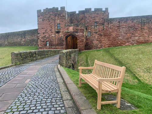 2023-01-29-Rochester bench 5ft in teak wood, Carlisle Castle