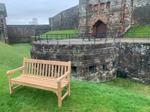 2023-01-29-Rochester bench 5ft in teak wood, Carlisle Castle