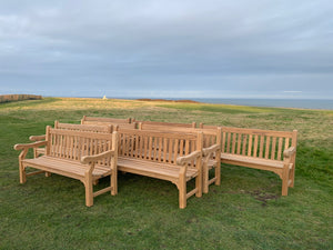 2023-02-01-Winchester bench 6ft in teak wood, Scarborough Castle