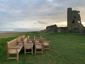 2023-02-01-Winchester bench 6ft in teak wood, Scarborough Castle