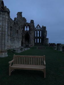 2023-02-01-Winchester bench 6ft in teak wood, Whitby Abbey