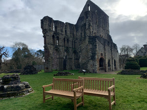 2023-02-25-Rochester bench 5ft in teak wood, Wenlock Priory