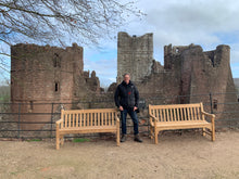 Load image into Gallery viewer, 2023-02-26-Rochester bench 5ft in teak wood, Goodrich Castle