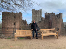 Load image into Gallery viewer, 2023-02-26-Rochester bench 5ft in teak wood, Goodrich Castle
