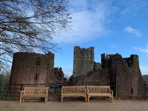 2023-02-26-Rochester bench 5ft in teak wood, Goodrich Castle