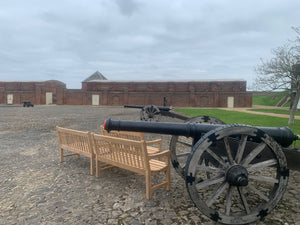 2023-03-03-Rochester bench 5ft in teak wood, Tilbury Fort