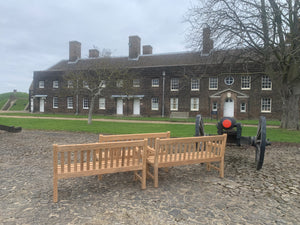 2023-03-03-Rochester bench 5ft in teak wood, Tilbury Fort