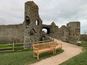 2023-03-04-Rochester bench 5ft in teak wood, Pevensey Castle