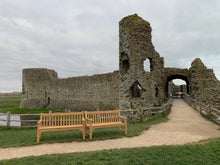 Load image into Gallery viewer, 2023-03-04-Rochester bench 5ft in teak wood, Pevensey Castle