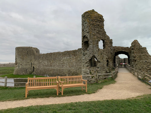 2023-03-04-Rochester bench 5ft in teak wood, Pevensey Castle