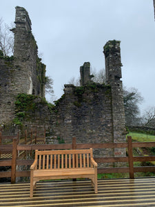 2023-03-11-Rochester bench 5ft in teak wood, Berry Pomeroy Castle