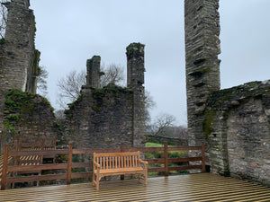 2023-03-11-Rochester bench 5ft in teak wood, Berry Pomeroy Castle