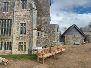 2023-03-18-Winchester bench 6ft in teak wood, Carisbrooke Castle