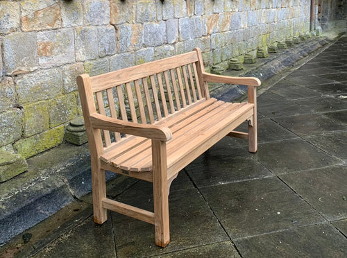 2023-04-01-Rochester bench 5ft in teak wood, Brinkburn Priory