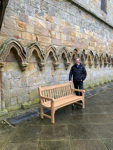 2023-04-01-Rochester bench 5ft in teak wood, Brinkburn Priory