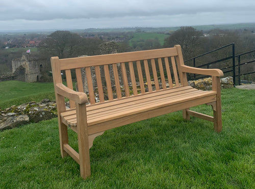 2023-04-01-Rochester bench 5ft in teak wood, Pickering Castle