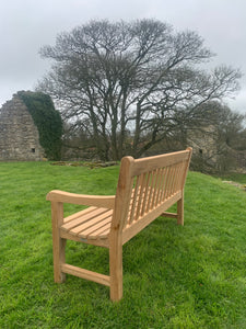 2023-04-01-Rochester bench 5ft in teak wood, Pickering Castle
