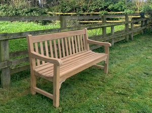 2023-04-02-Rochester bench 5ft in teak wood, Aldborough Roman Site