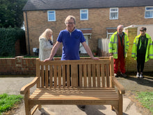 Load image into Gallery viewer, Kenilworth King Charles III Coronation Bench 5ft with panel in FSC Certified Teak wood