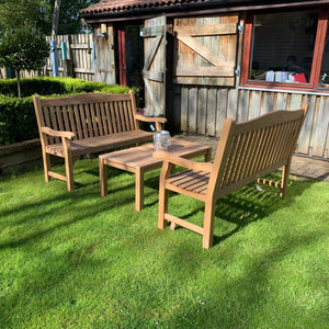 Warwick 5ft Bench & Coffee Table Set in FSC Certified Teak Wood