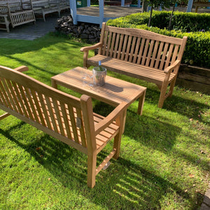 Warwick 5ft Bench & Coffee Table Set in FSC Certified Teak Wood