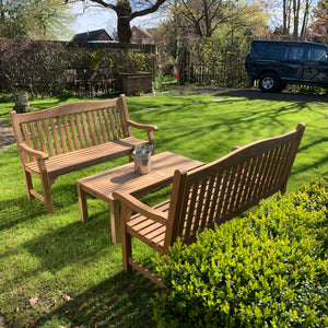 Warwick 5ft Bench & Coffee Table Set in FSC Certified Teak Wood