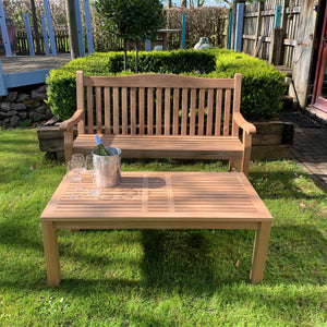 Warwick 5ft Bench & Coffee Table Set in FSC Certified Teak Wood