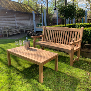 Warwick 5ft Bench & Coffee Table Set in FSC Certified Teak Wood