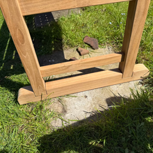 Load image into Gallery viewer, sledge-style fsc certified teak set of feet on Warwick bench 