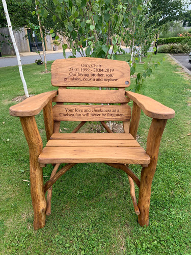 Rustic Memorial Armchair in Oak wood