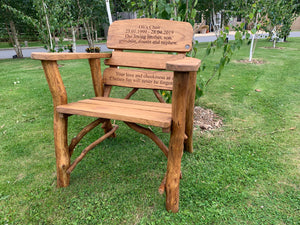 Rustic Memorial Armchair in Oak wood