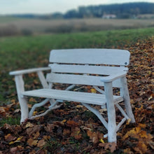 Load image into Gallery viewer, Rustic White Memorial Bench 4ft in Oak wood