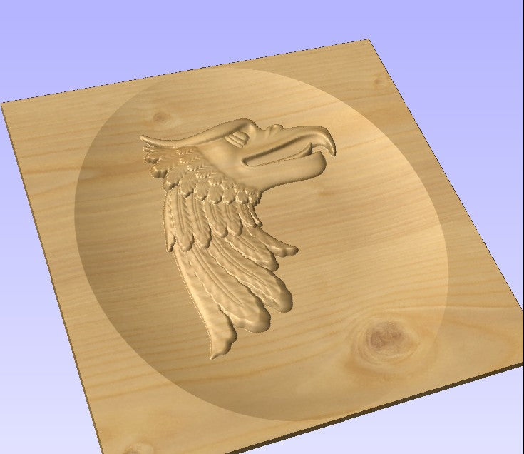 3d eagle carved into wood on a memorial bench
