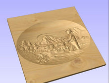 Load image into Gallery viewer, 3d fisherman scene carved into wood