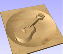 Load image into Gallery viewer, 3d guitar carved into wood 