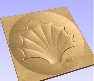 Engraved decorative 3d shell on a memorial bench