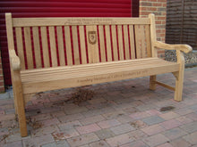 Load image into Gallery viewer, Kenilworth Memorial Bench 6ft with panel in FSC Certified Teak Wood