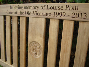3d bird flower wood carving into memorial bench - 4mb2653
