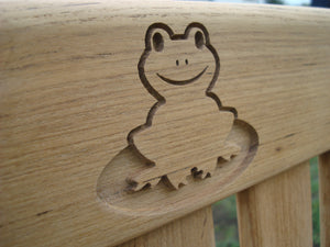 Flog carved into wood on a memorial bench - 4mb1593