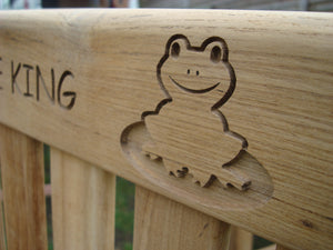 Flog carved into wood on a memorial bench - 4mb1593