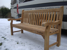 Load image into Gallery viewer, Shark symbol carved into wood on a memorial bench - 4mb1530