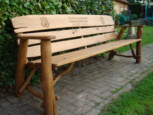 Rustic Memorial Bench 7ft2 in Oak wood