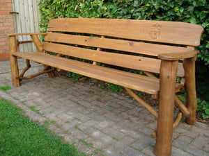 Rustic Memorial Bench 7ft2 in Oak wood