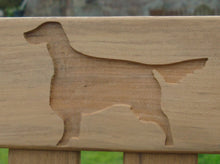 Load image into Gallery viewer, English setter silhouette carved into wood on memorial bench - 4mb2286